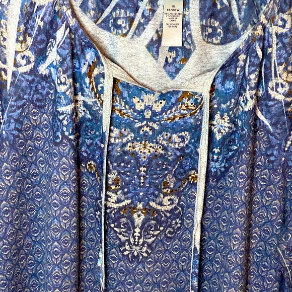 Catherine’s Boho blue/white style top size 1x - Picture 4 of 6